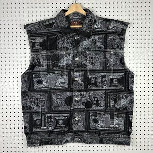Members Property Embroidered Vest 2XL Money Denim Hip Hop Scarface Y2K Gothic